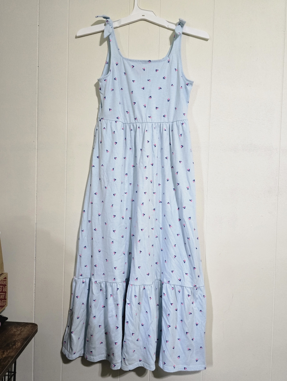 Cat & Jack Light Blue Maxi Dress with Pink Accent Print